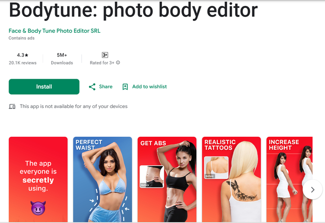 playstore homepage preview of bodytune