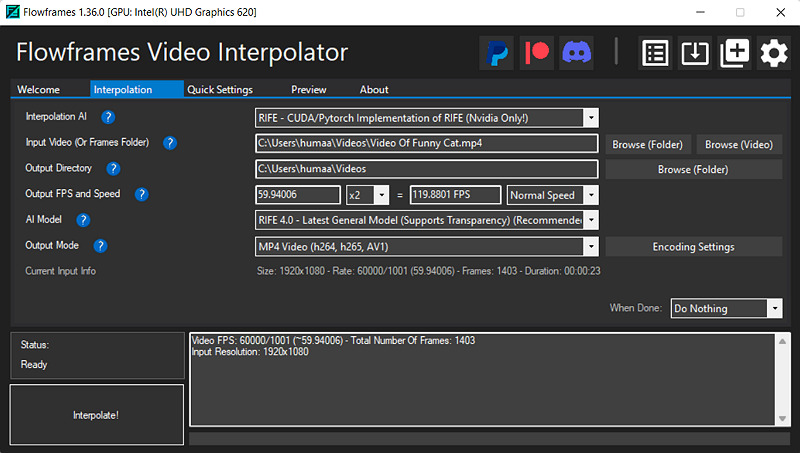 flowframes free frame interpolation on pc