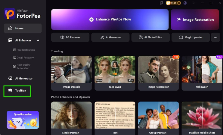 the toolbox opens all the models you can use