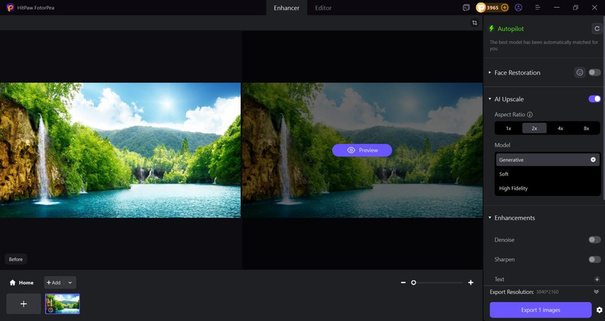 hitpaw fotorpea selects the right model for enhancing your pictures