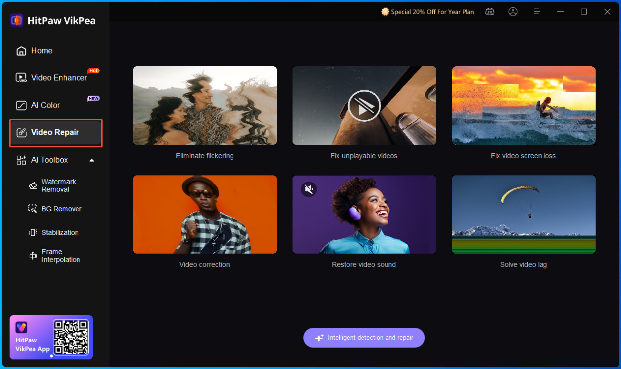 video repair interface
