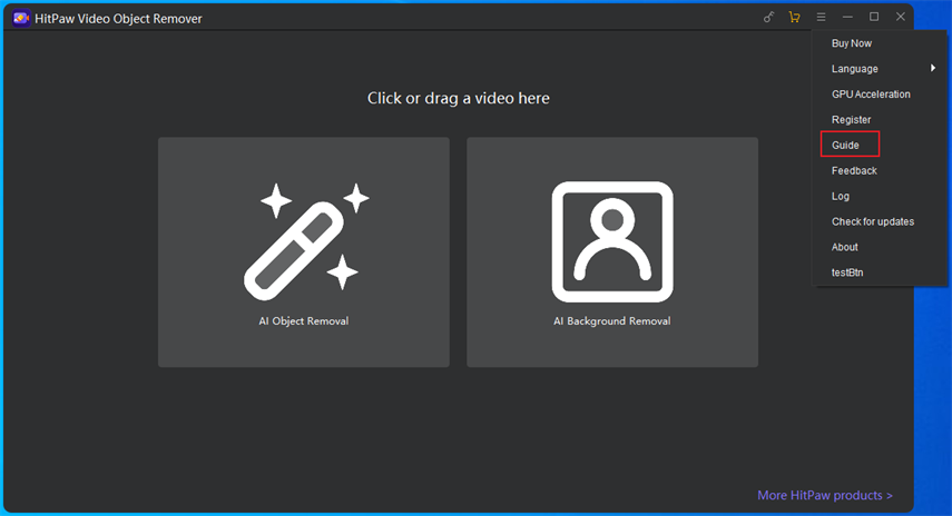 check guide in HitPaw video object remover