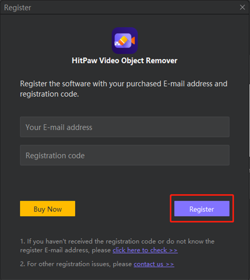 complete registration of HitPaw video object remover